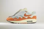 Nike Air Max 1 Patta Waves Monarch - Oranje/grijs/Wit - heren/Dames/Uniseks Sneakers - Suède/Mesh/Leer - DH1348-001 - Zijkant