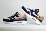 Nike Air Max 1 Premium Denim Leopard – Blauw/Beige/Zwart – Heren/Dames/Uniseks Sneakers – Denim/Suède – FJ4452-432 – Binnenkant