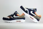 Nike Air Max 1 Premium Denim Leopard – Blauw/Beige/Zwart – Heren/Dames/Uniseks Sneakers – Denim/Suède – FJ4452-432 – Binnenkant