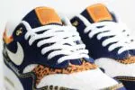Nike Air Max 1 Premium Denim Leopard – Blauw/Beige/Zwart – Heren/Dames/Uniseks Sneakers – Denim/Suède – FJ4452-432 – Bovenkant
