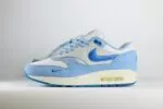 Nike Air Max 1 Premium Blueprint – Wit/Blauw/Oranje – Heren/Dames/Uniseks Sneakers – Leer/Mesh – DR0448-100 – Zijkant