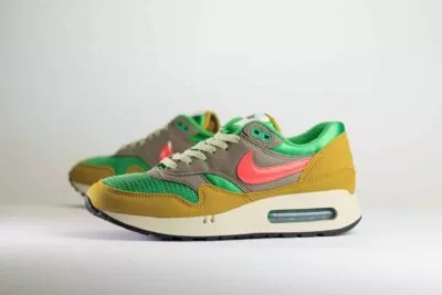Nike Air Max 1 ´86 PRM Powerwall BRS – Geel/Groen/Rood Heren/Dames/Unisex Sneakers – Vilt/Mesh - HF0551-300 - Zijkant