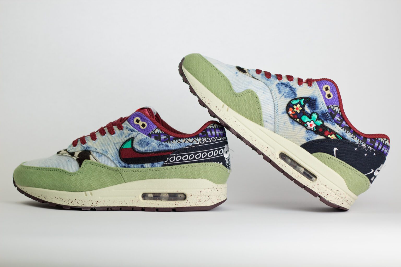 Nike Air Max 1 SP Concepts Mellow – Groen/Blauw/Rood Heren/Dames/Uniseks Sneakers – Canvas - DN1803-300 – Binnenkant