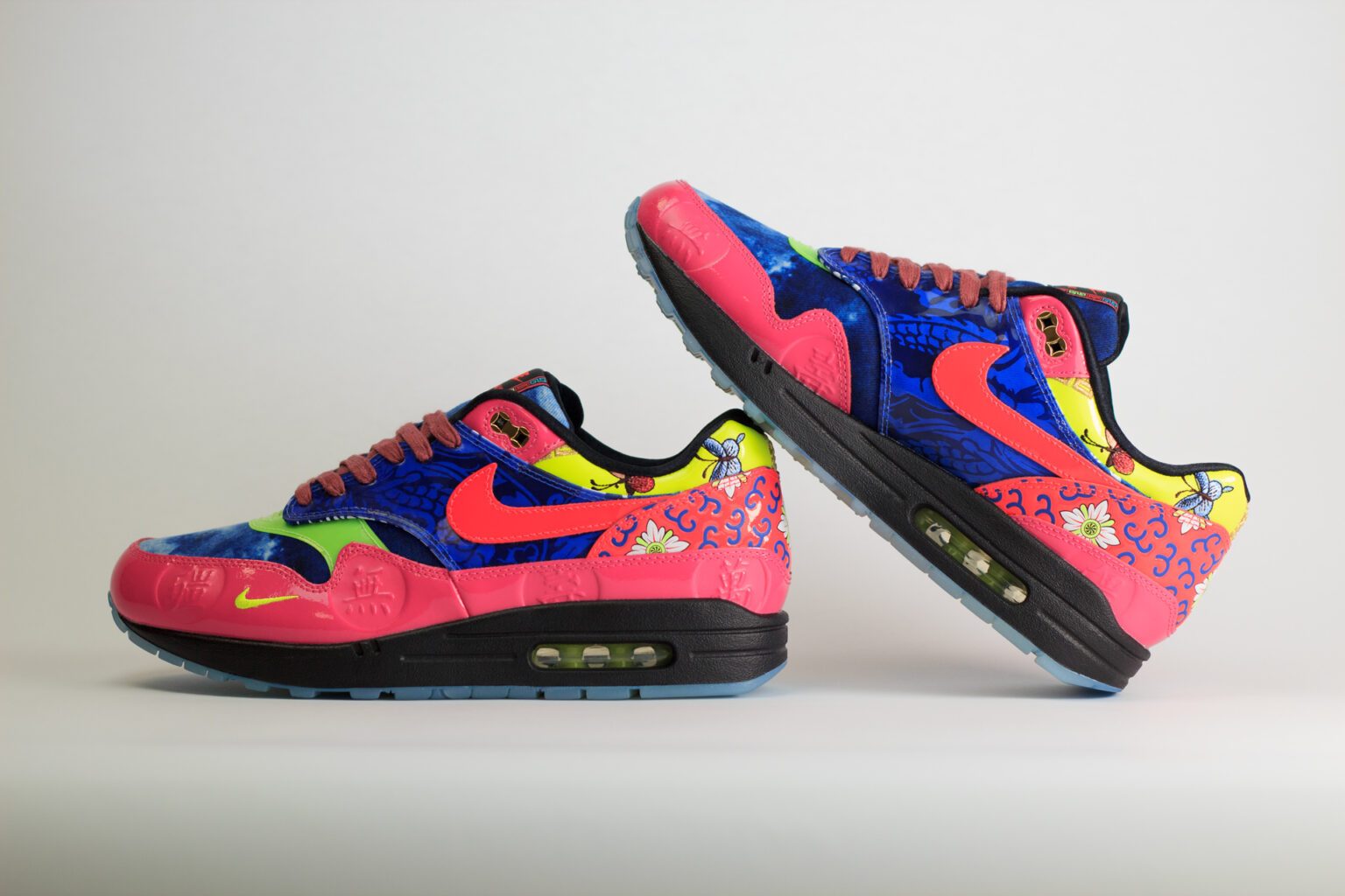 Nike Air Max 1 CNY Longevity - Zwart/Blauw/Roze/Groen/Rood/Geel - Heren/Dames/Uniseks Sneakers - Lakleer/Canvas - CU8861-460 - Binnenkant