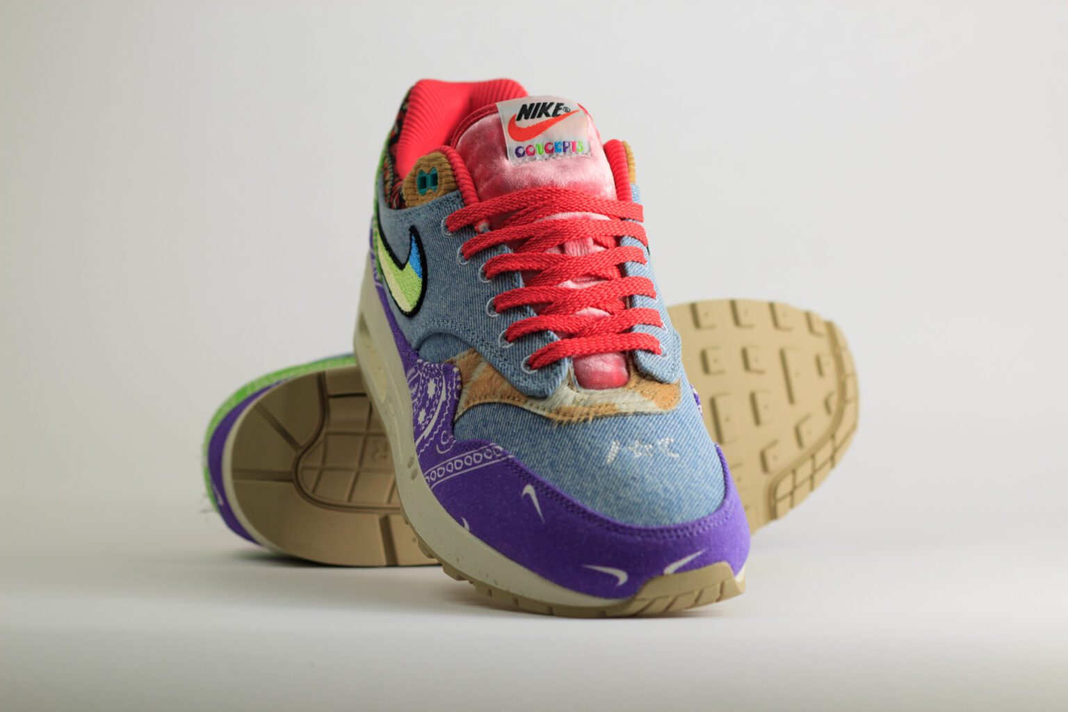 Nike Air Max 1 SP Concepts Far Out (Regular Box) – Paars/Blauw – Heren/Dames/Uniseks Sneakers – Denim/Canvas - DN1803.500 – Voorkant