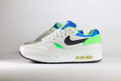 Nike Air Max 1 DNA CH.1 Pack Huarache Green Royal – Wit/Groen – Heren/Dames/Uniseks Sneakers – Leer/Kunststof - AR3863-100 – Zijkant