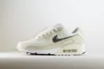 Nike Air Max 90 White Flat Pewter (W) - Wit/Beige - Heren/Dames/Uniseks Sneakers - Leer - HM8128-101 - Zijkant
