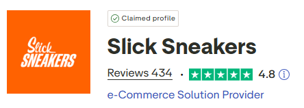 Reviewscore van Slick Sneakers op Trustpilot 4,8 sterren uit 5 sterren