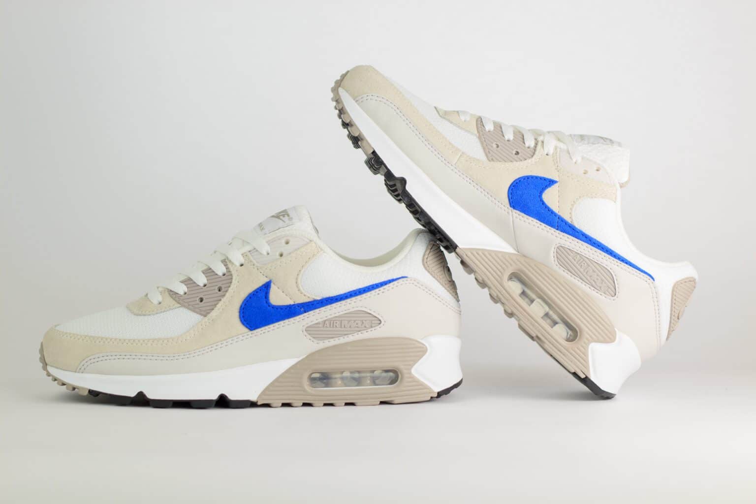 Nike Air Max 90 College Grey Racer Blue – Wit/Blauw – Heren/Dames/Uniseks Sneakers – Mesh/Suede - DM0029-110 – binnenkant
