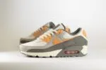 Nike Air Max 90 Premium Flat Pewter College Grey Phantom Copper Moon – Wit/Grijs – Heren/Dames/Uniseks Sneakers – Mesh/Leer - IB7467-029 – Zijkant