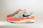 Nike Air Max 1 Patta Waves Hyper Crimson Pure Platinum – Oranje/Beige/Grijs – Heren/Dames/Uniseks Sneakers – Leer/Mesh – II7055-800 – zijkant