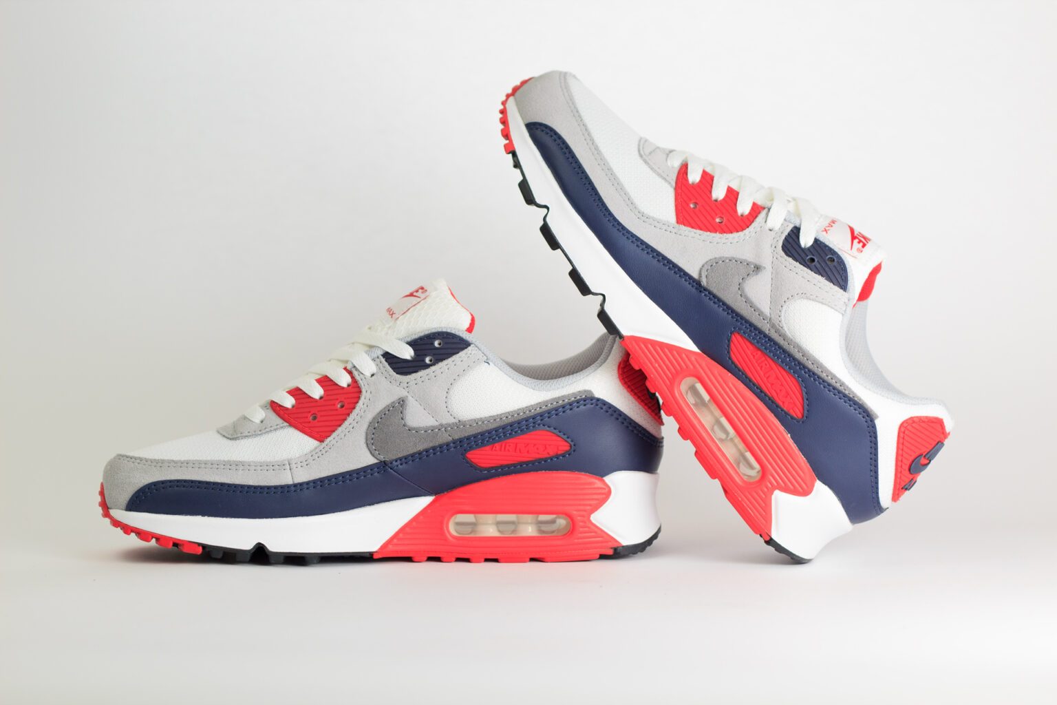 Nike Air Max 90 USA (2025) – Wit/Rood/Blauw – Heren/Dames/Uniseks Sneakers – Leer/Suede/Mesh - DM0029-117 – binnenkant