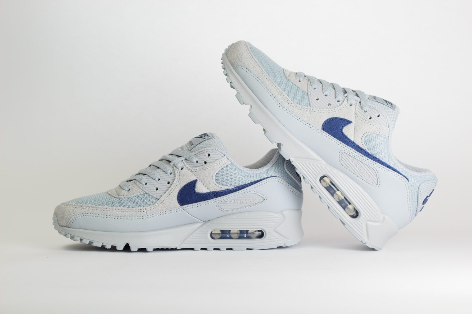Nike Air Max 90 Wolf Grey Midnight Navy – Grijs/Blauw – Heren/Dames/Uniseks Sneakers – Leer/Suede/Mesh - DM0029-022 – binnenkant
