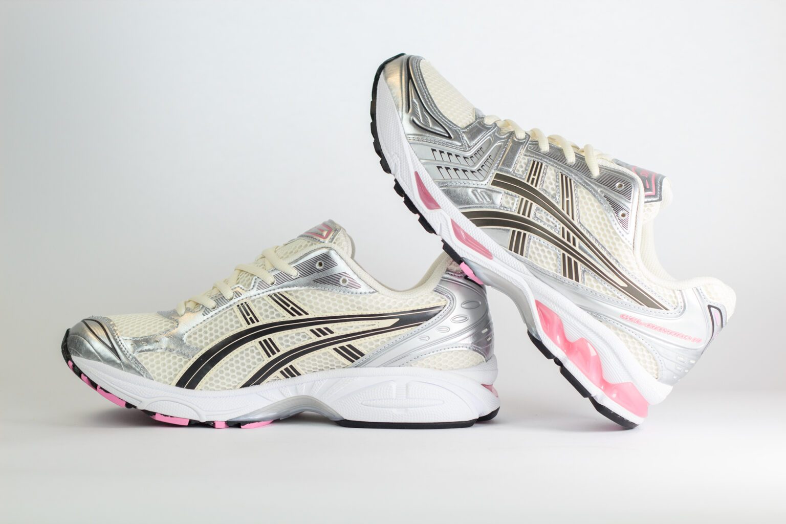 ASICS Gel-Kayano 14 Cream Sweet Pink – Zilver/Wit/Roze – Heren/Dames/Uniseks Sneakers – Leer/Mesh – 1203A537-103 – Binnenkant