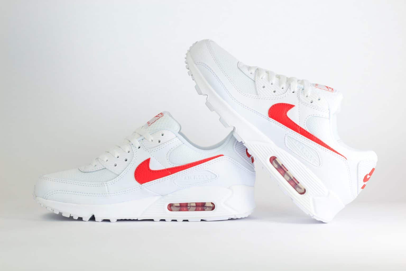 Nike Air Max 90 White University Red (2026) – Wit/Rood – Heren/Dames/Uniseks Sneakers – Leer/Mesh – DM0029-120 – Binnenkant